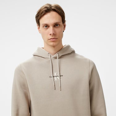  Calvin Klein Jeans Monologo Erkek Bej Hoodie