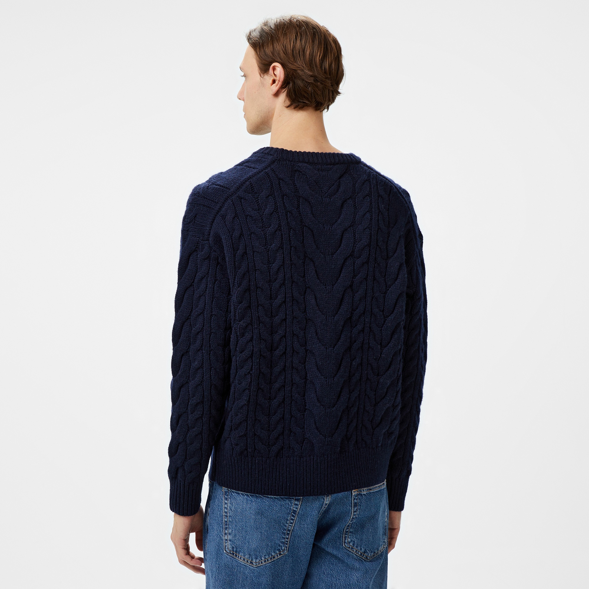 Tommy Hilfiger Cable Flag Erkek Mavi Kazak