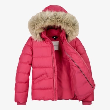  Tommy Hilfiger Essential Down Fur Hood Çocuk Pembe Mont