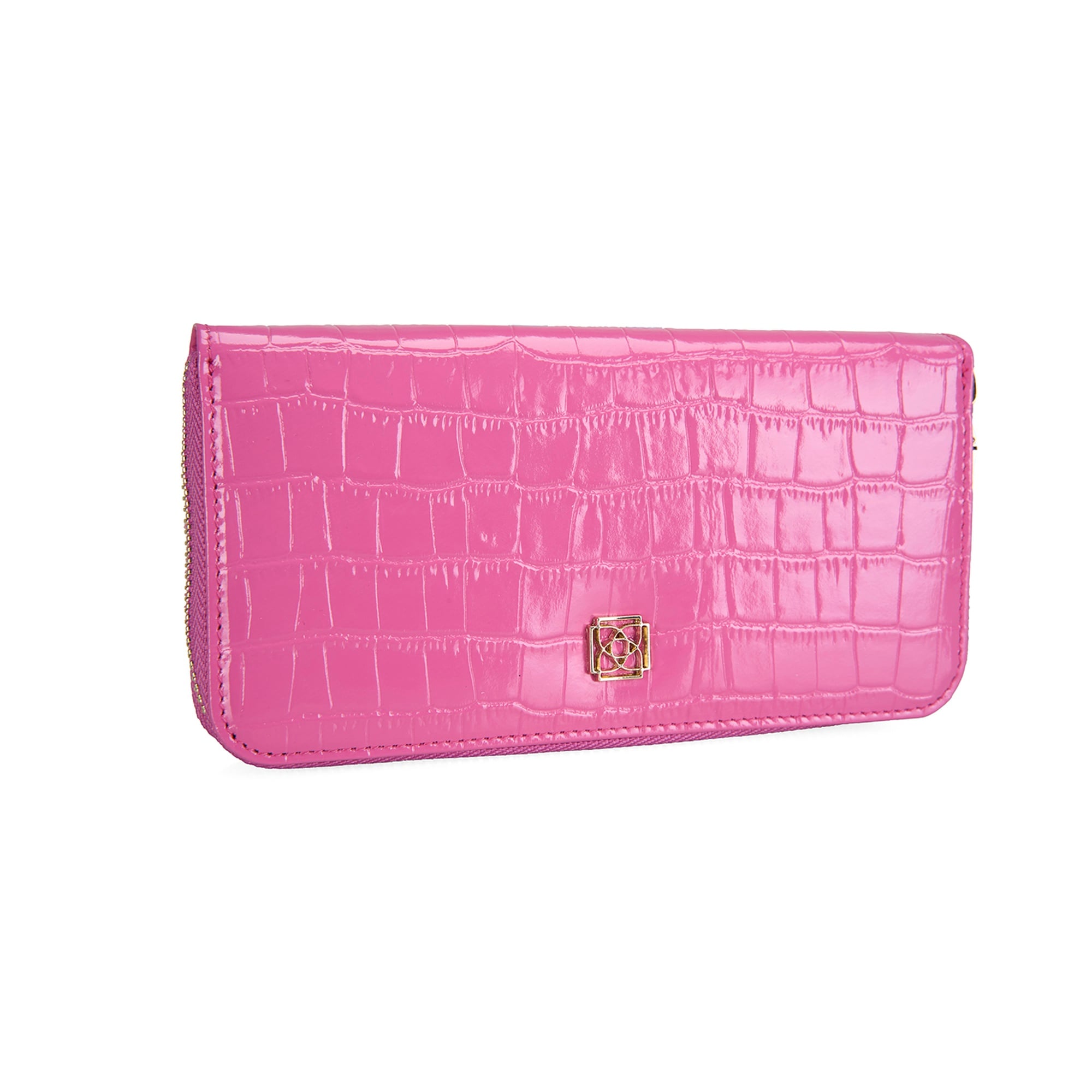 Zane Pembe Kadın Kroko Baskılı Deri Cüzdan