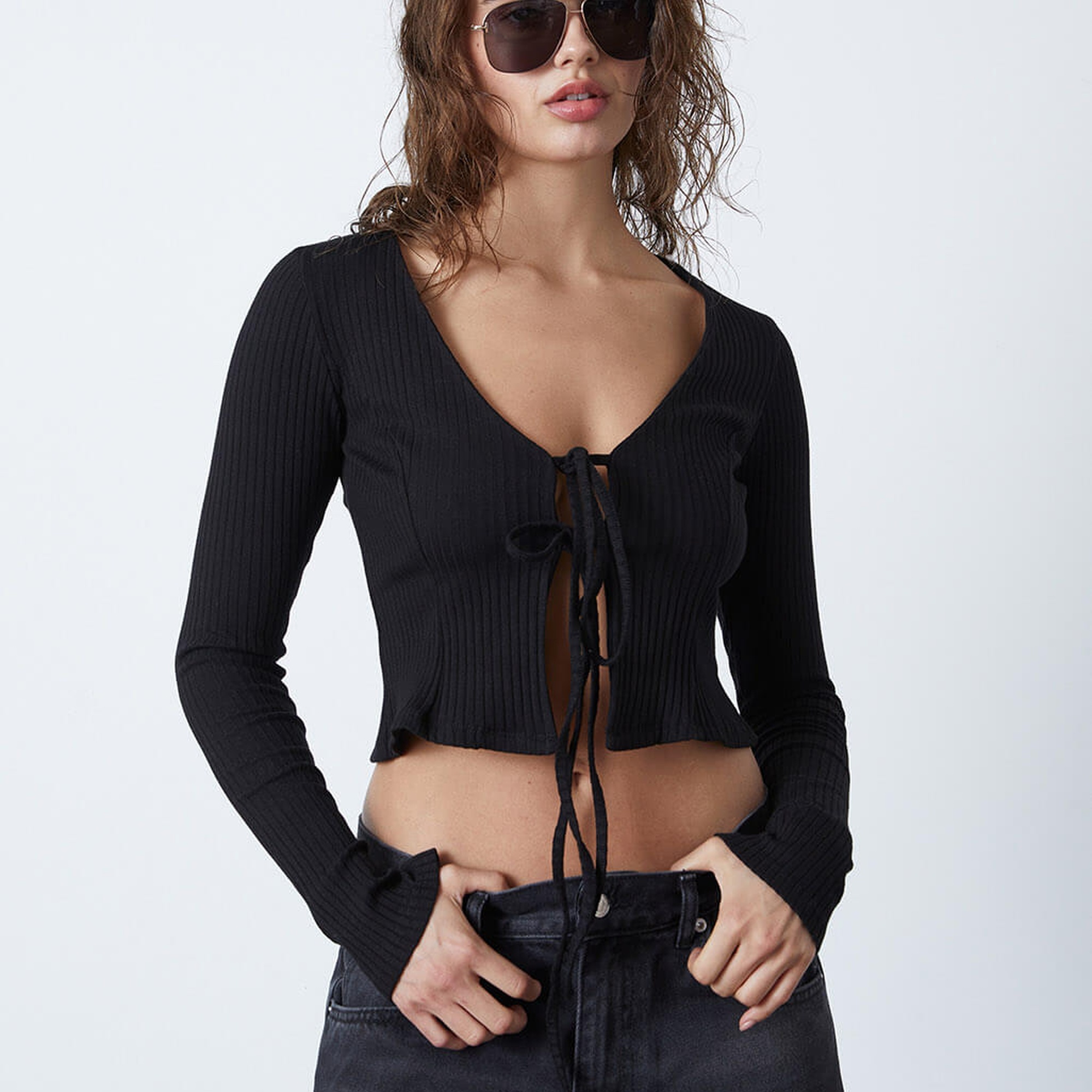 Bağlamalı Uzun Kollu Bluz