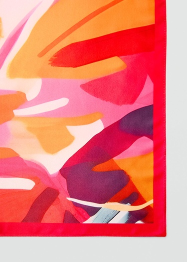  Mango Kadın Çok Renk Desenli Fular Fuşya