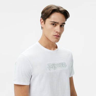  Guess Metallic Debo Single Jersey 140 Erkek Beyaz T-Shirt