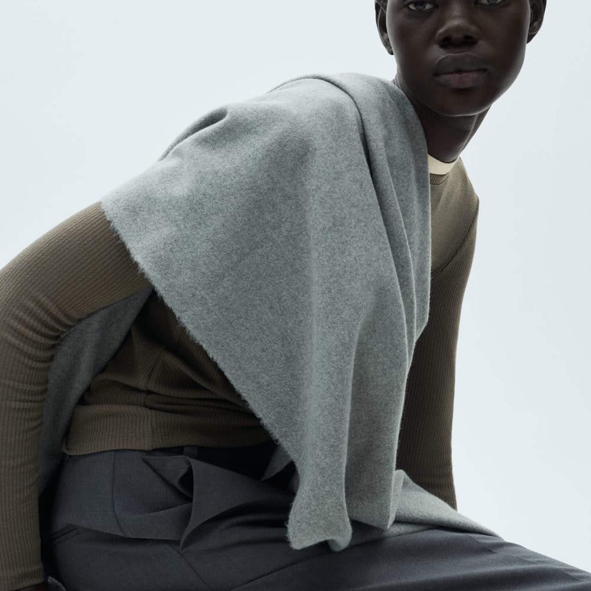 Mango Kadın Ribana Triko Tişört Haki