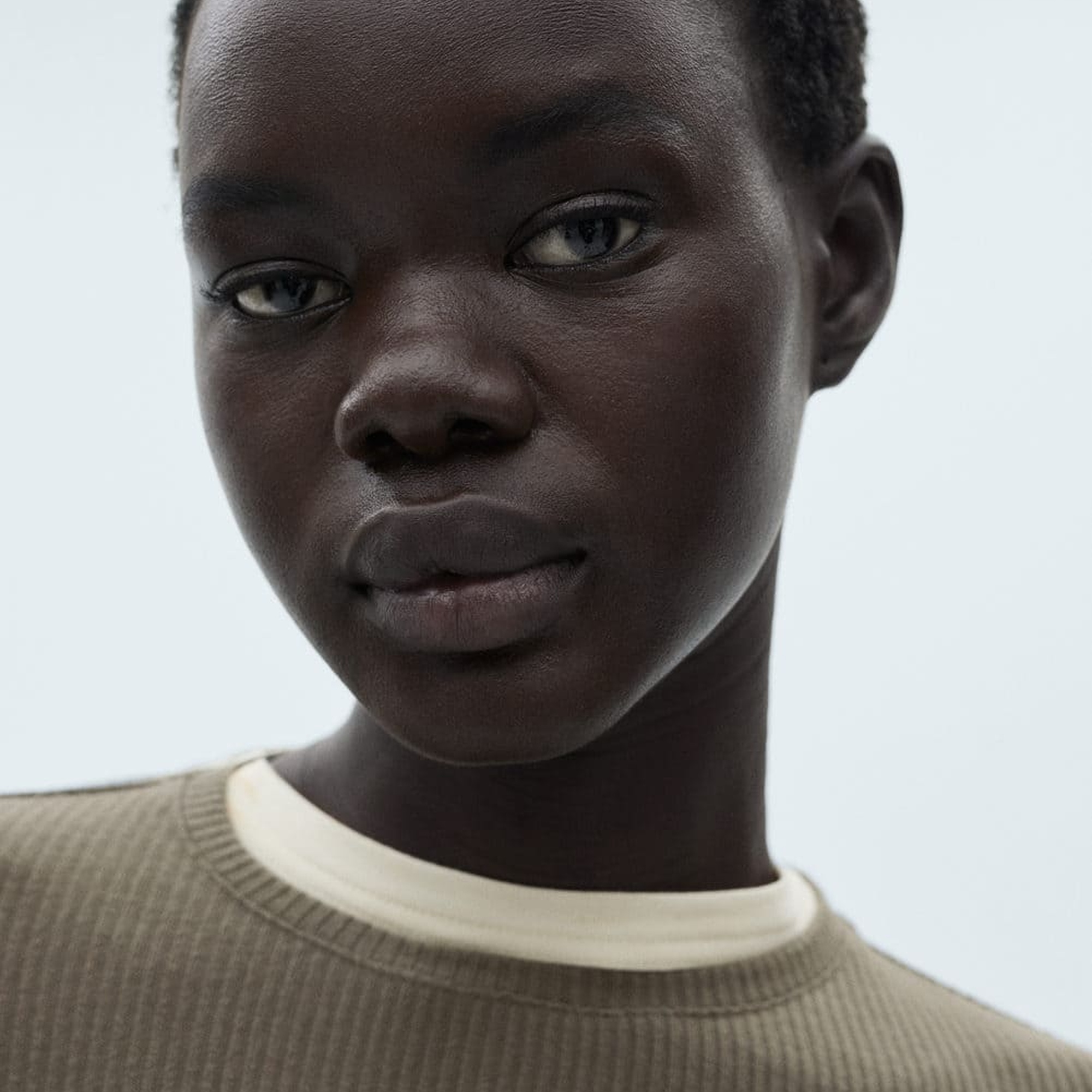 Mango Kadın Ribana Triko Tişört Haki