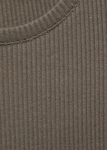  Mango Kadın Ribana Triko Tişört Haki