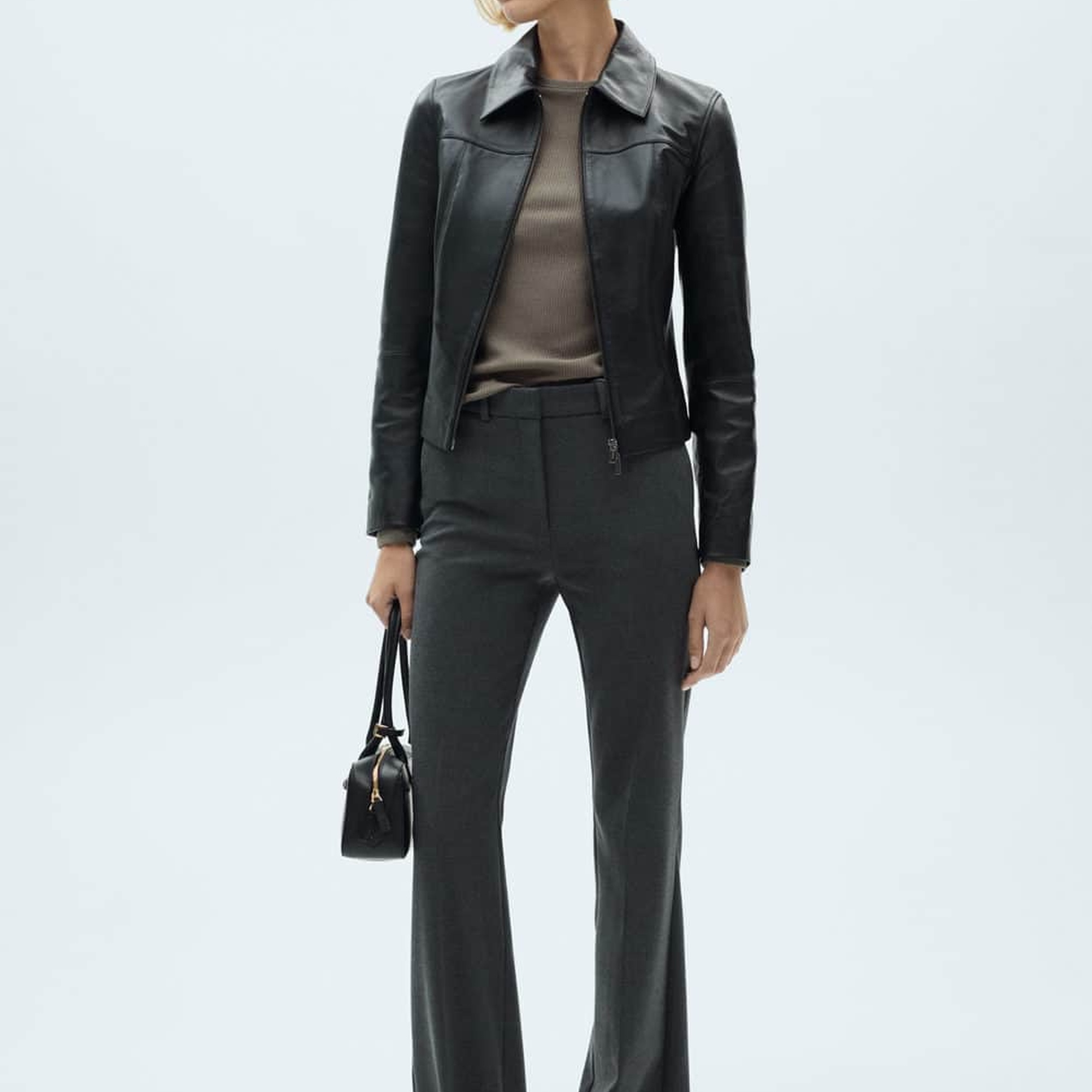 Mango Kadın Ribana Triko Tişört Haki