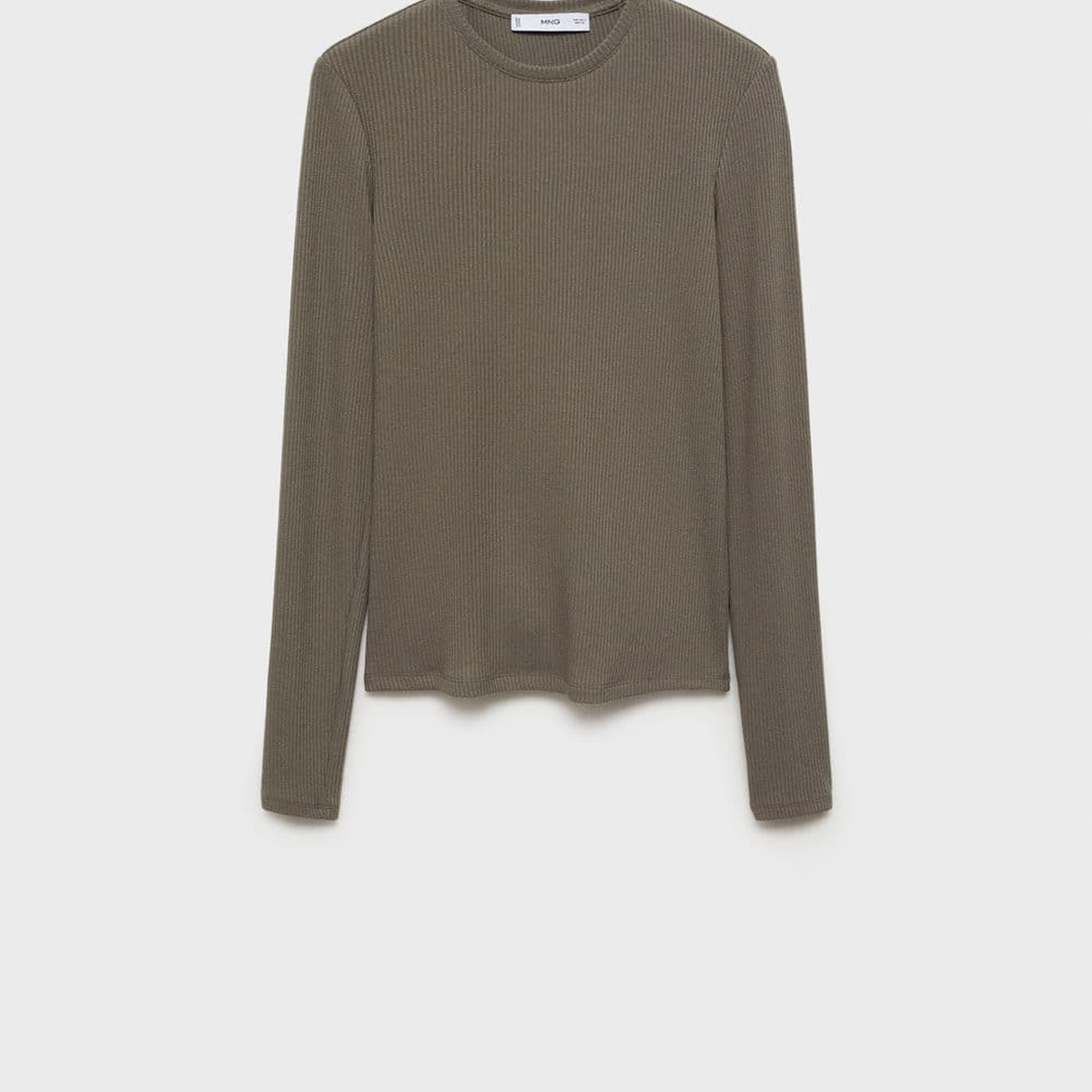 Mango Kadın Ribana Triko Tişört Haki