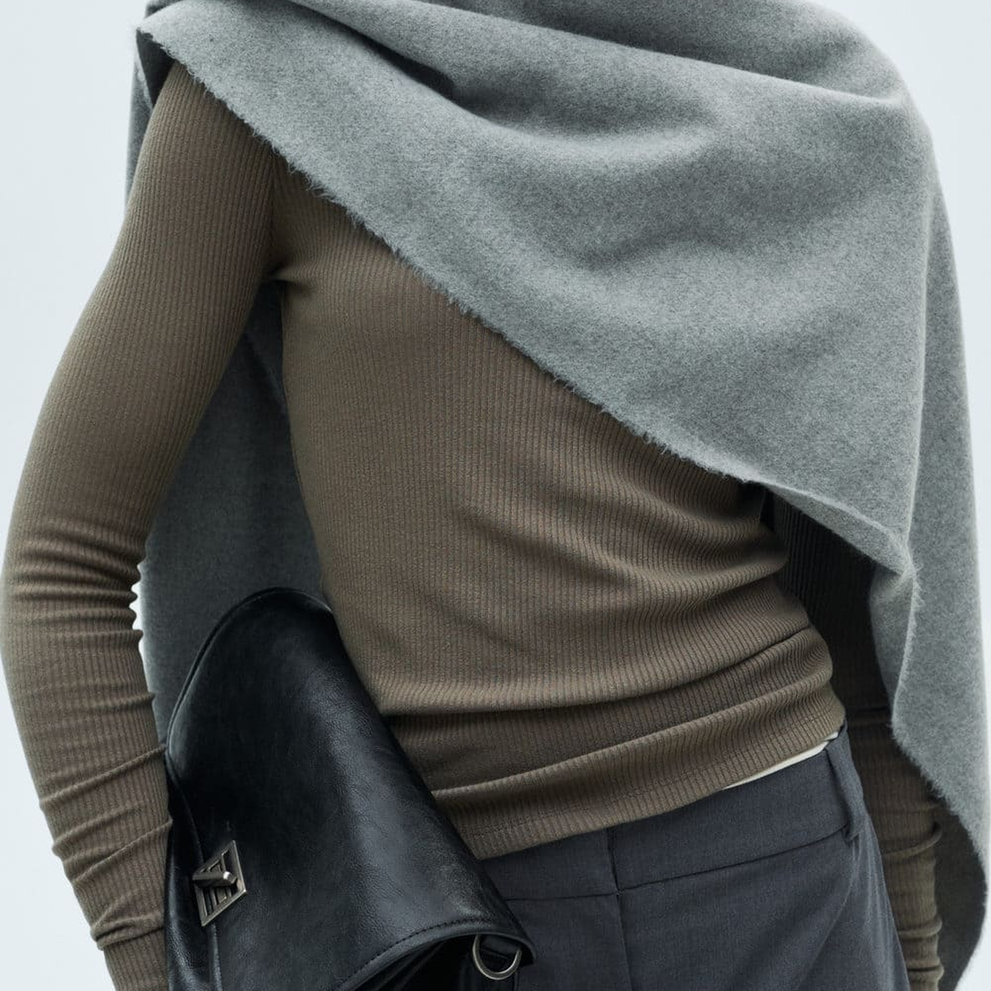 Mango Kadın Ribana Triko Tişört Haki