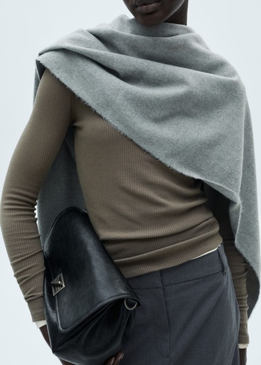  Mango Kadın Ribana Triko Tişört Haki