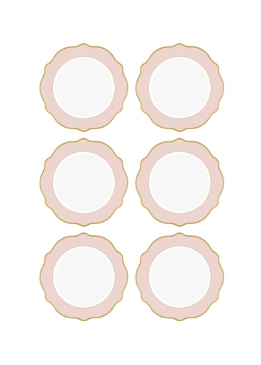  Jaswely Pasta Tabağı 6 Parça Pembe 21 Cm