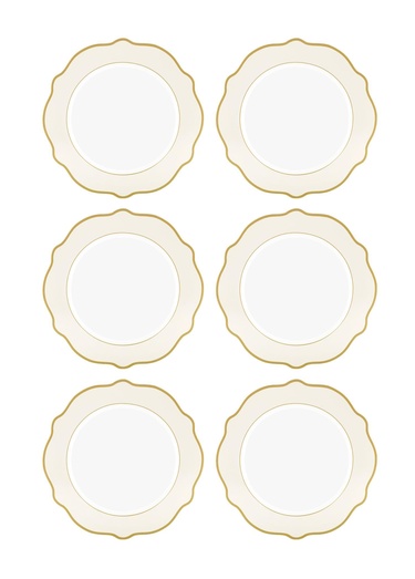  Jaswely Servis Tabağı 6 Parça Krem 27 Cm