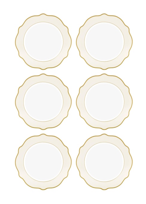  Jaswely Servis Tabağı 6 Parça Krem 27 Cm