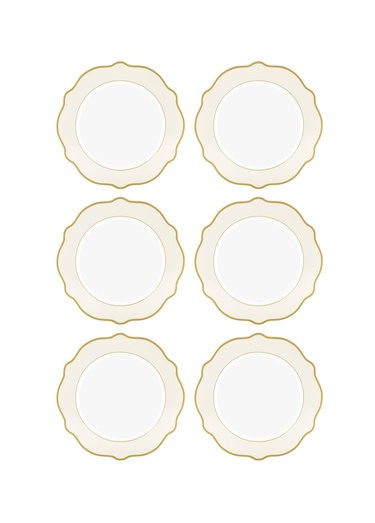  Jaswely Pasta Tabağı 6 Parça Krem 21 Cm