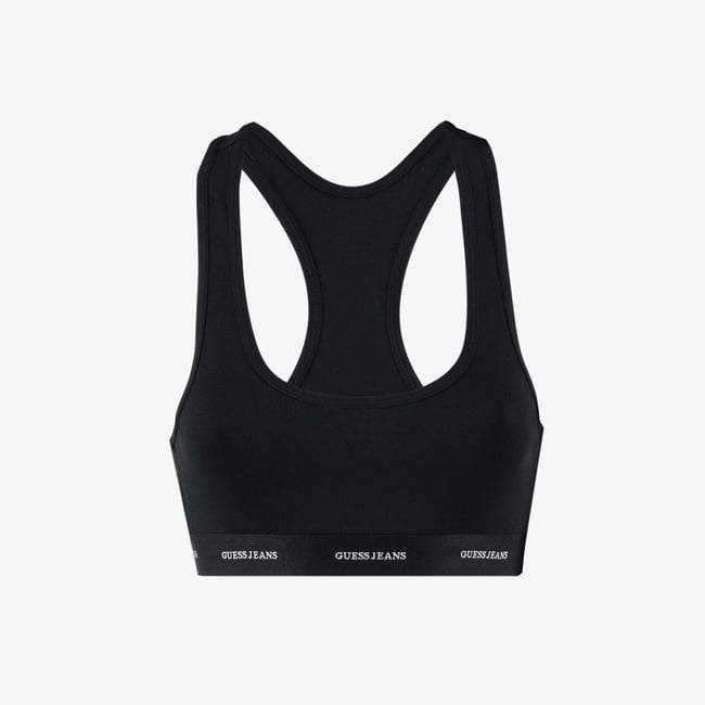  Guess Bralette Eco Cuddle Jersey 180 Gr Kadın Siyah Bralet