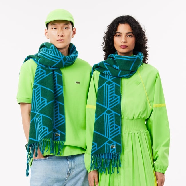  Unisex Monogram Yeşil Atkı