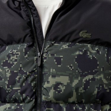  Erkek Dik Yaka Kapitone Siyah Mont