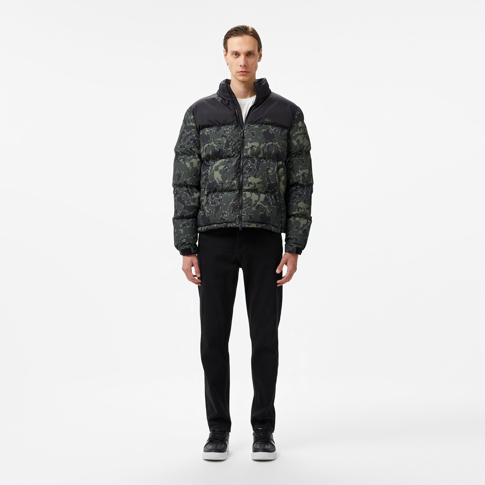 Erkek Desenli Yeşil Şişme Mont