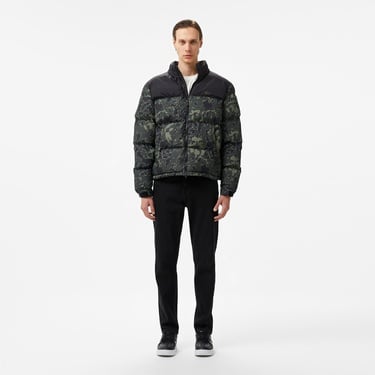  Erkek Dik Yaka Kapitone Siyah Mont