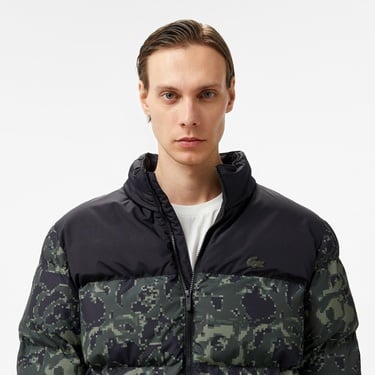  Erkek Dik Yaka Kapitone Siyah Mont