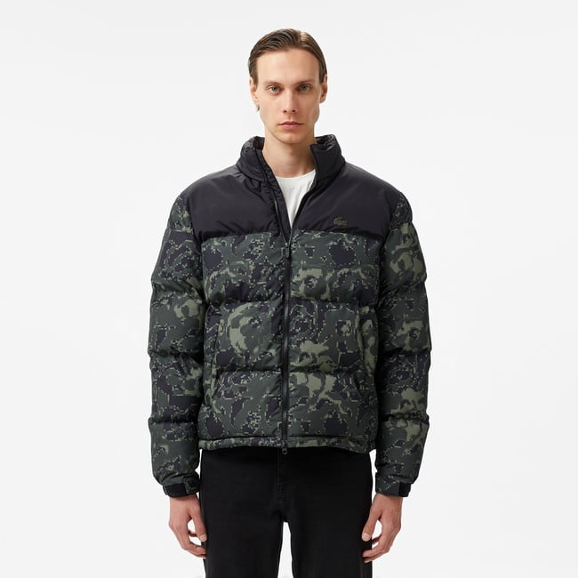  Erkek Dik Yaka Kapitone Siyah Mont