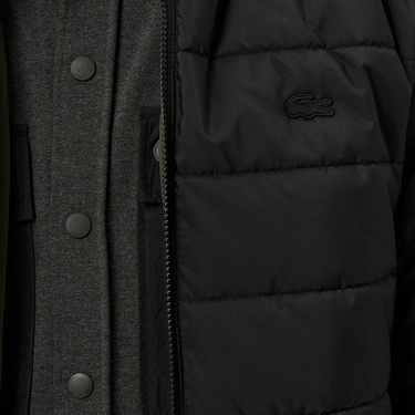  Erkek Dik Yaka Çift Taraflı Siyah Mont