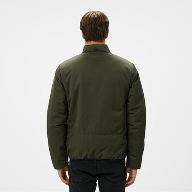  Erkek Dik Yaka Çift Taraflı Siyah Mont