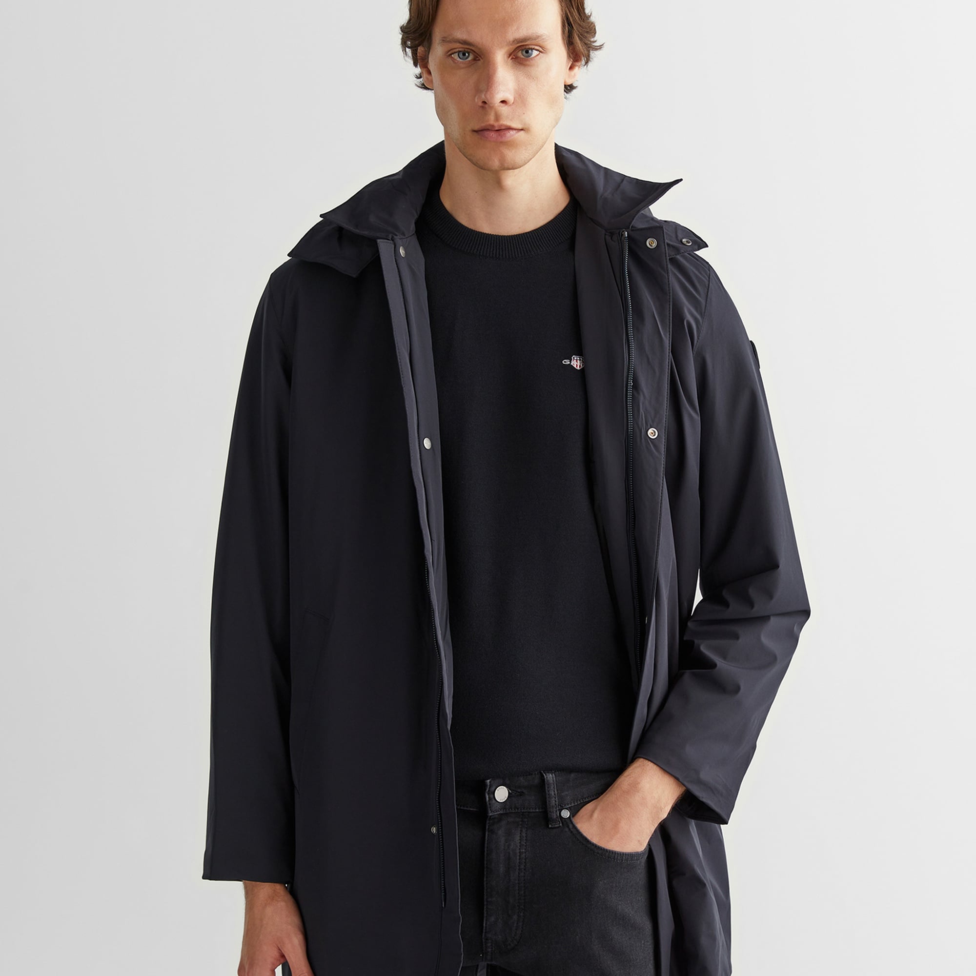 GANT Erkek Siyah Kapüşonlu Mont