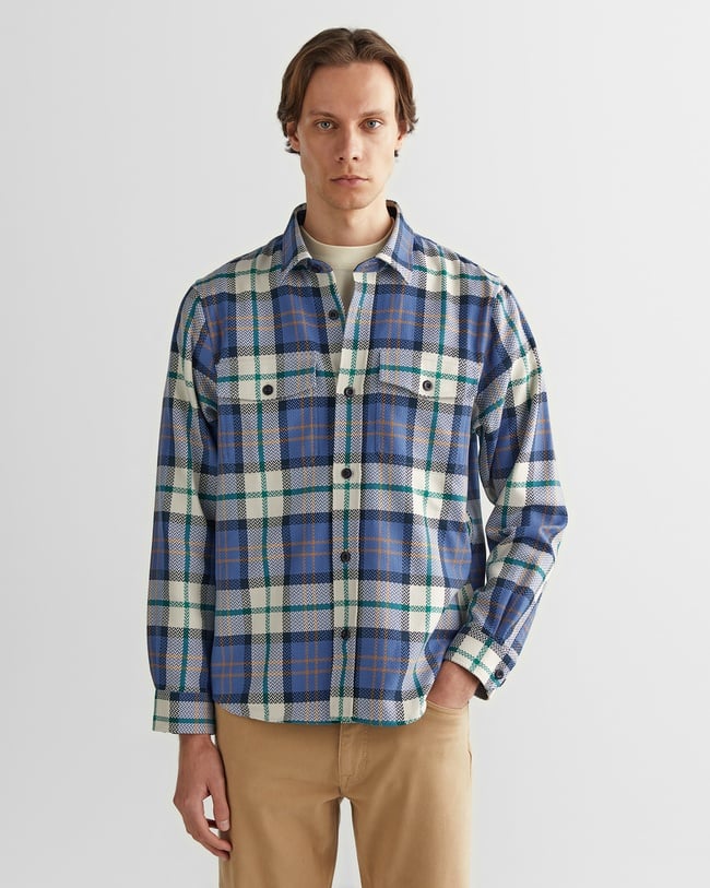  GANT Erkek Mavi Regular Fit Kareli Gömlek