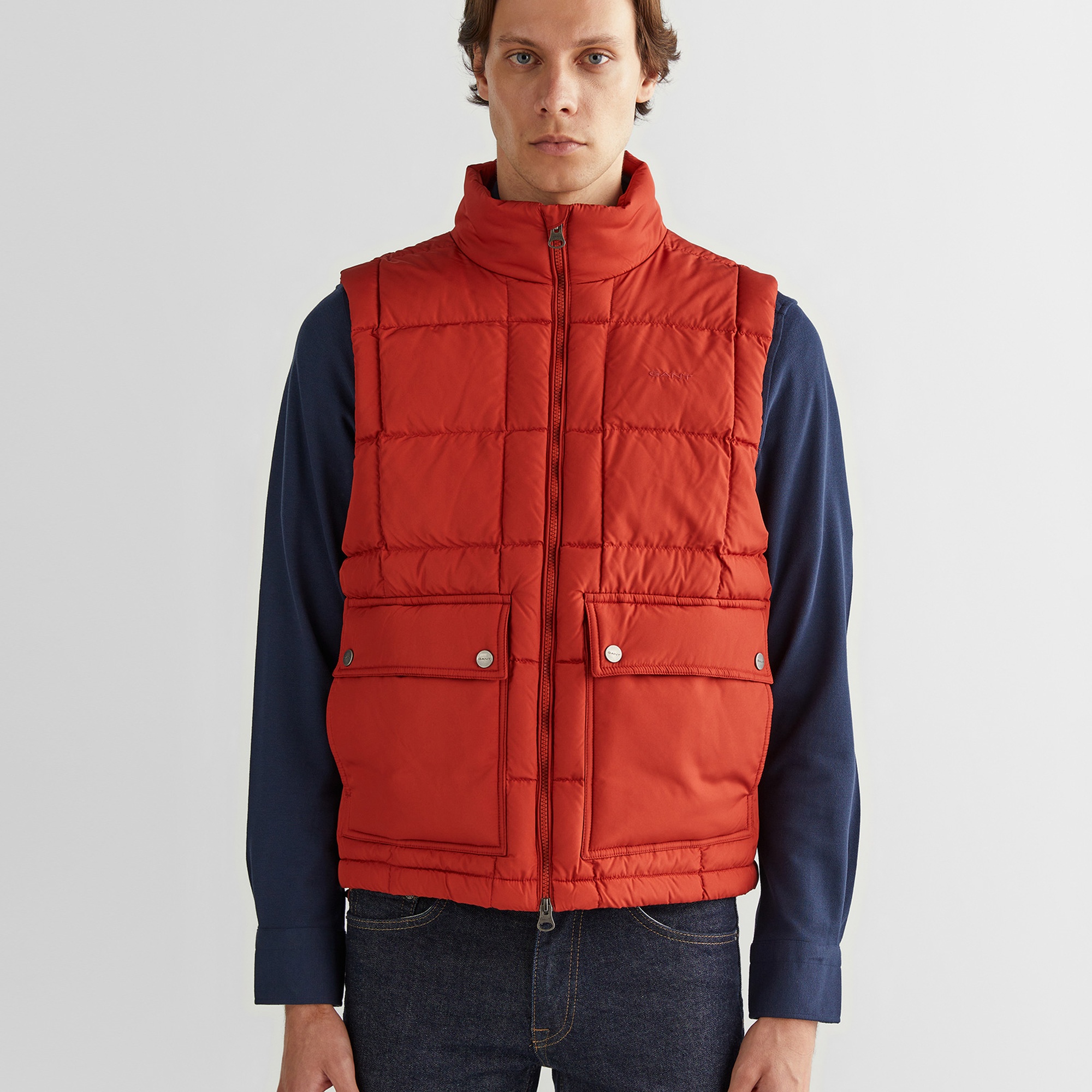 GANT Erkek Kırmızı Dik Yaka Kaz Tüyü Yelek