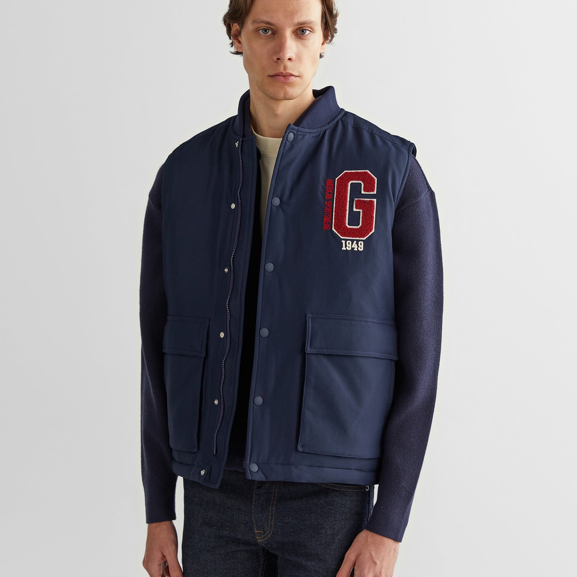 GANT Erkek Lacivert Hakim Yaka Logolu Yelek