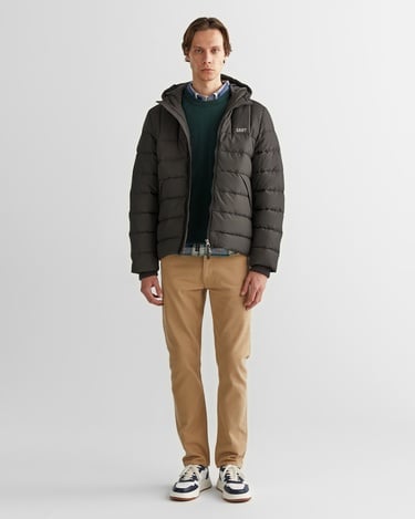  GANT Erkek Gri Kapüşonlu Logolu Mont