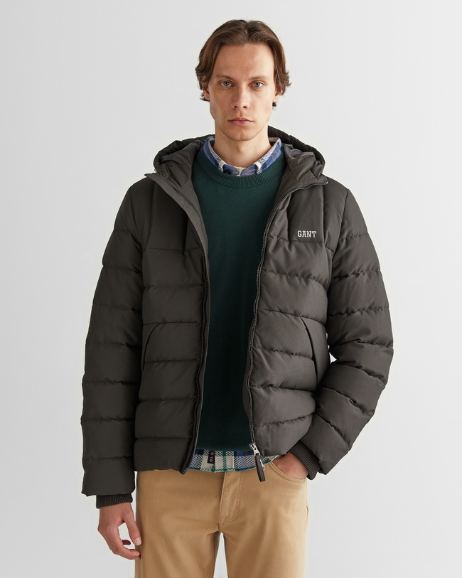  GANT Erkek Gri Kapüşonlu Logolu Mont