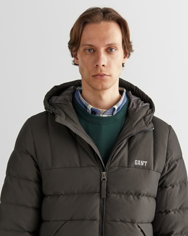  GANT Erkek Gri Kapüşonlu Logolu Mont