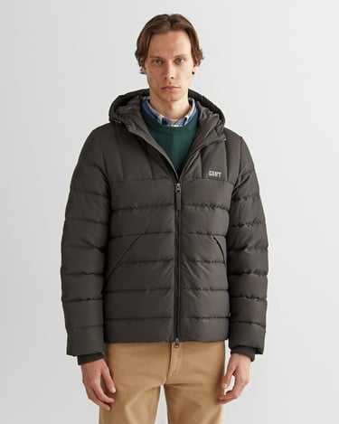  GANT Erkek Gri Kapüşonlu Logolu Mont