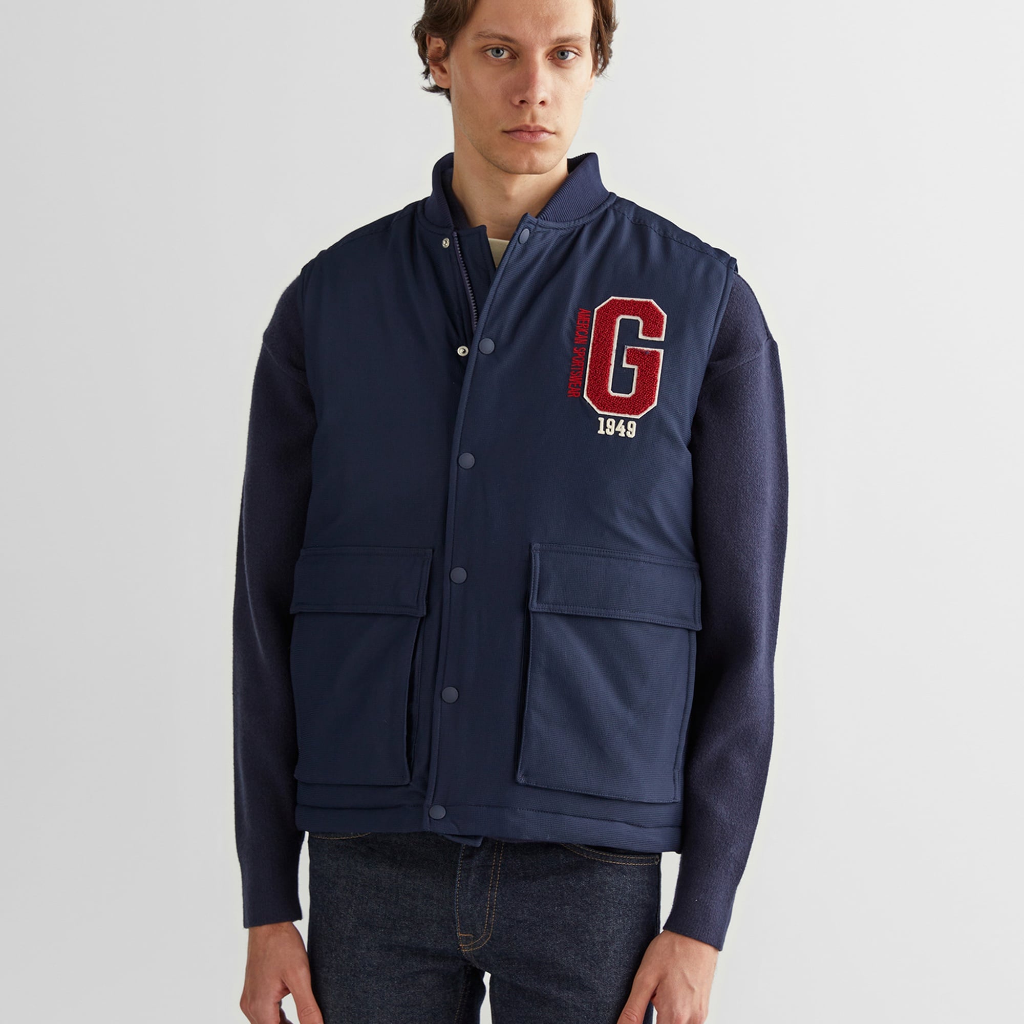 GANT Erkek Lacivert Hakim Yaka Logolu Yelek