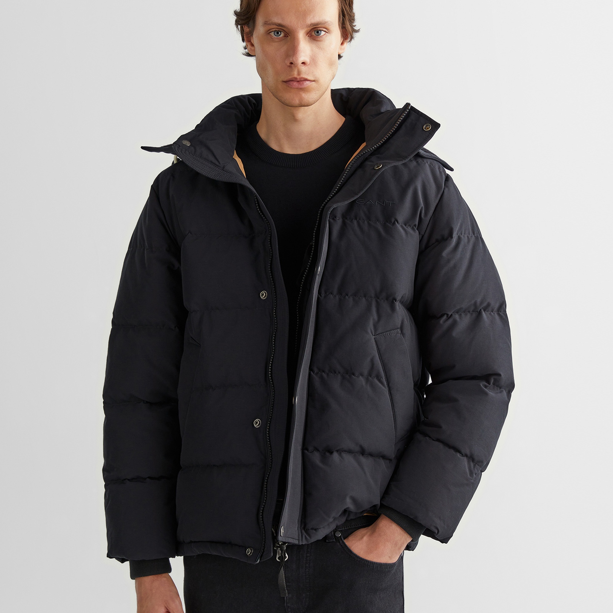 GANT Erkek Siyah Kapüşonlu Kaz Tüyü Mont