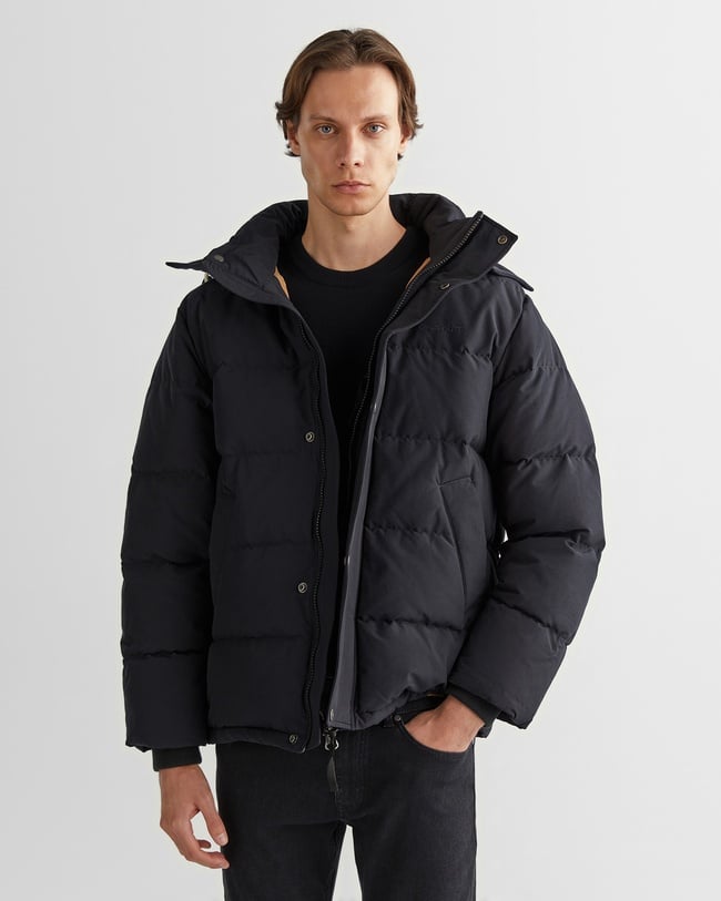  GANT Erkek Siyah Kapüşonlu Kaz Tüyü Mont