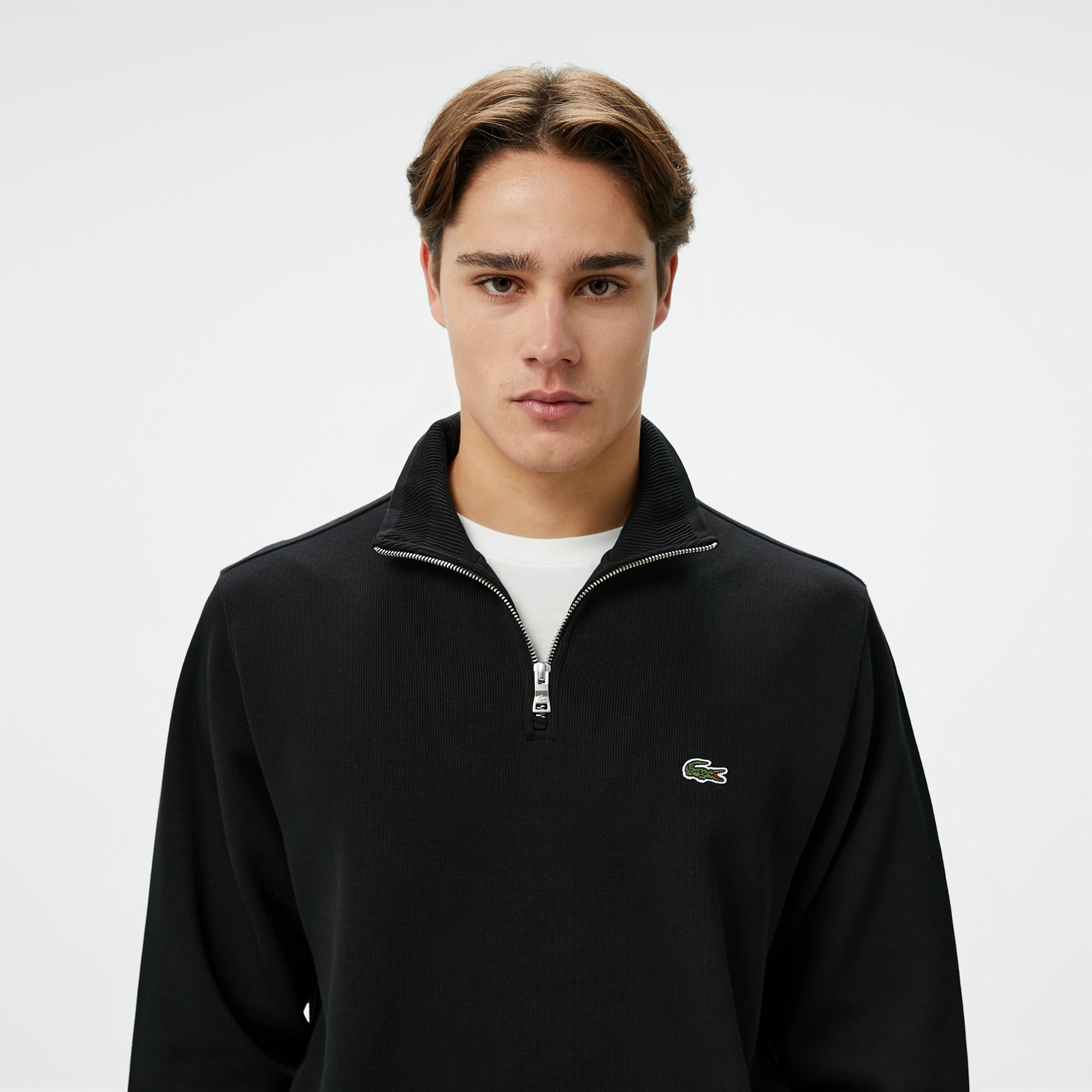 Lacoste Erkek Classic Fit Yarım Fermuarlı Siyah Sweatshirt