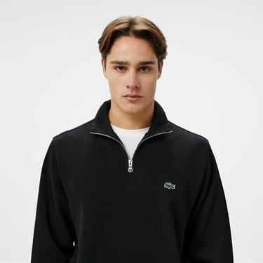  Lacoste Erkek Classic Fit Yarım Fermuarlı Siyah Sweatshirt
