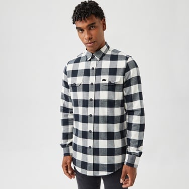  Erkek Slim Fit Ekose Siyah Gömlek