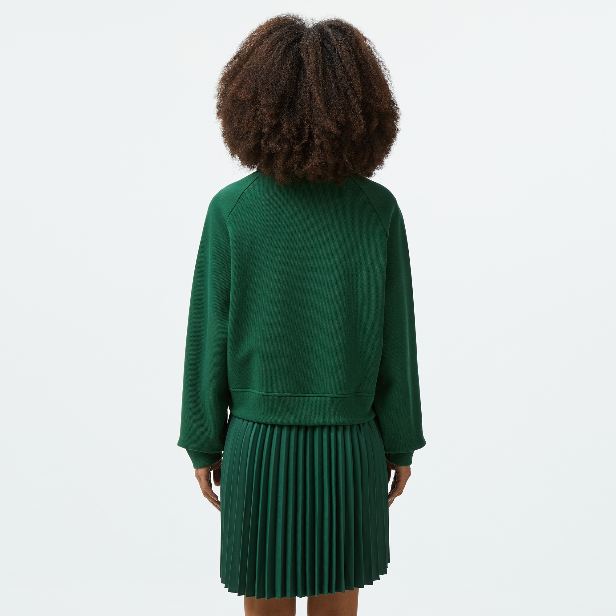 Lacoste Kadın Flare Fit Uzun Kollu Fermuarlı Yaka Koyu Yeşil Elbise