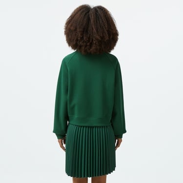  Lacoste Kadın Flare Fit Uzun Kollu Fermuarlı Yaka Koyu Yeşil Elbise