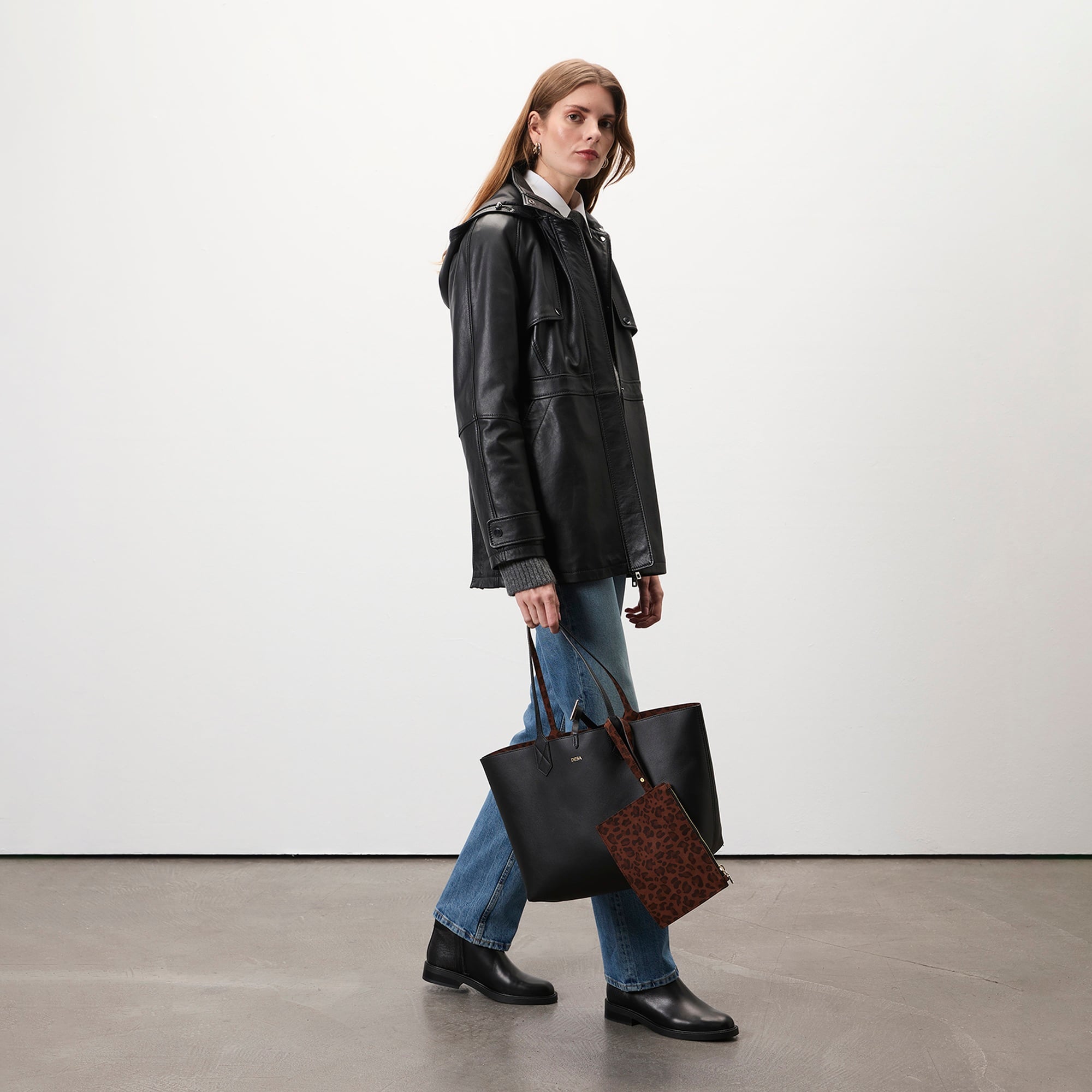 Siola Siyah Kadın Deri Mont