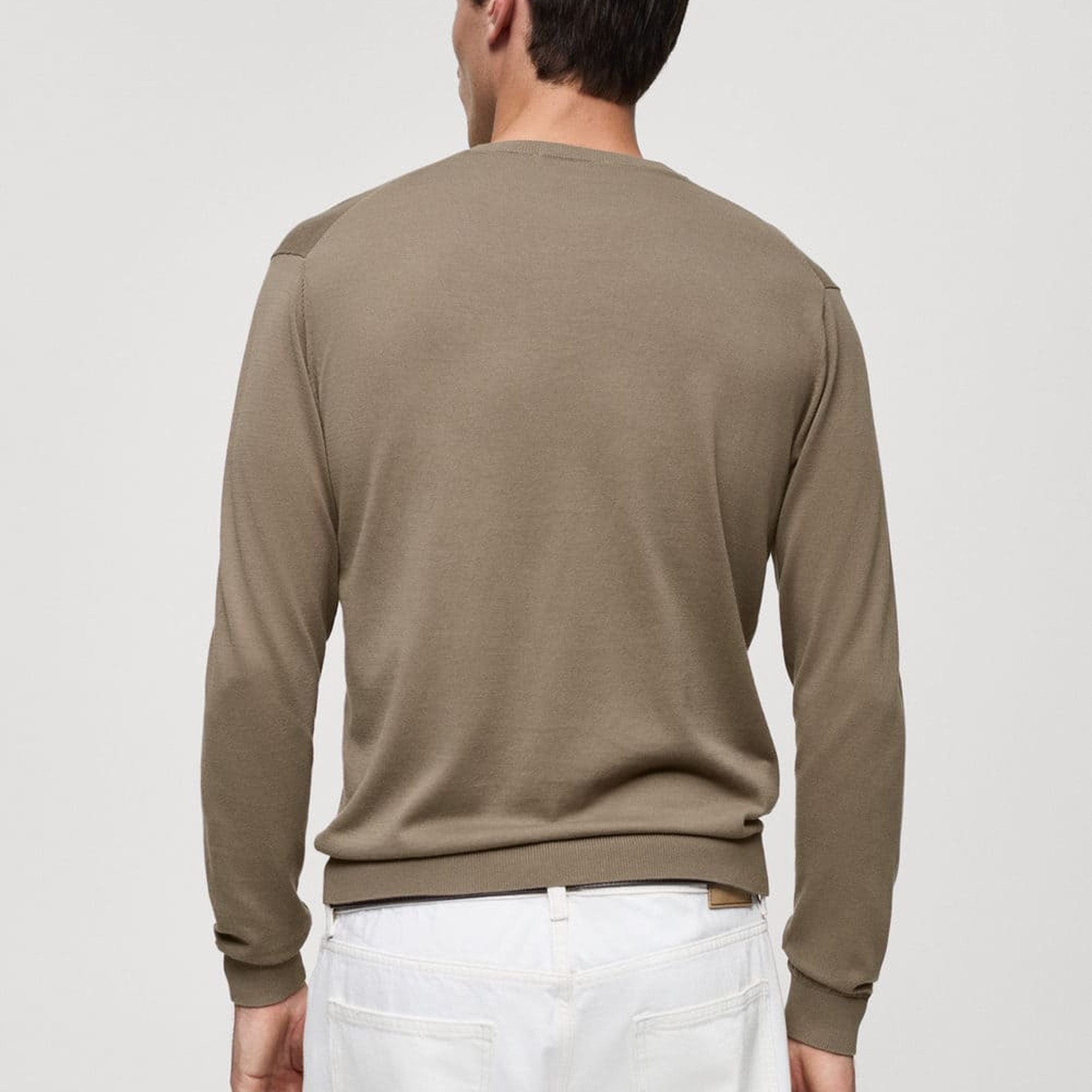 Mango Erkek %100 Pamuklu Ince Triko Kazak Kahverengi