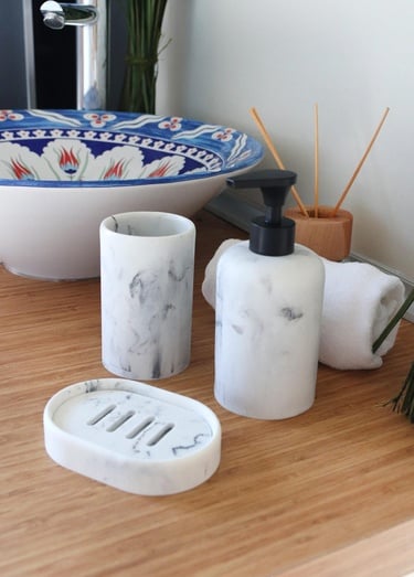  Marble Banyo Seti 3 Parça