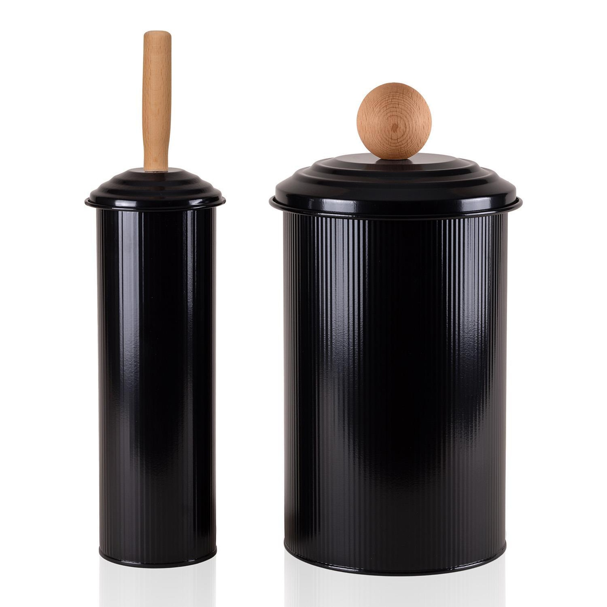 Stripe Çöp Kovası & Tuvalet Fırçası Seti Siyah