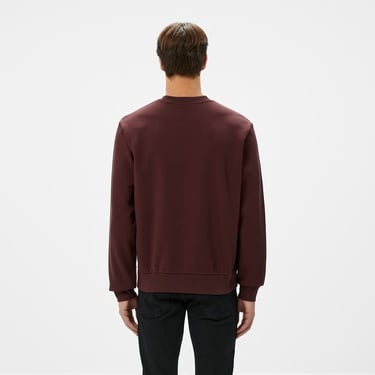  Erkek Classic Fit Bisiklet Yaka Bordo Sweatshirt