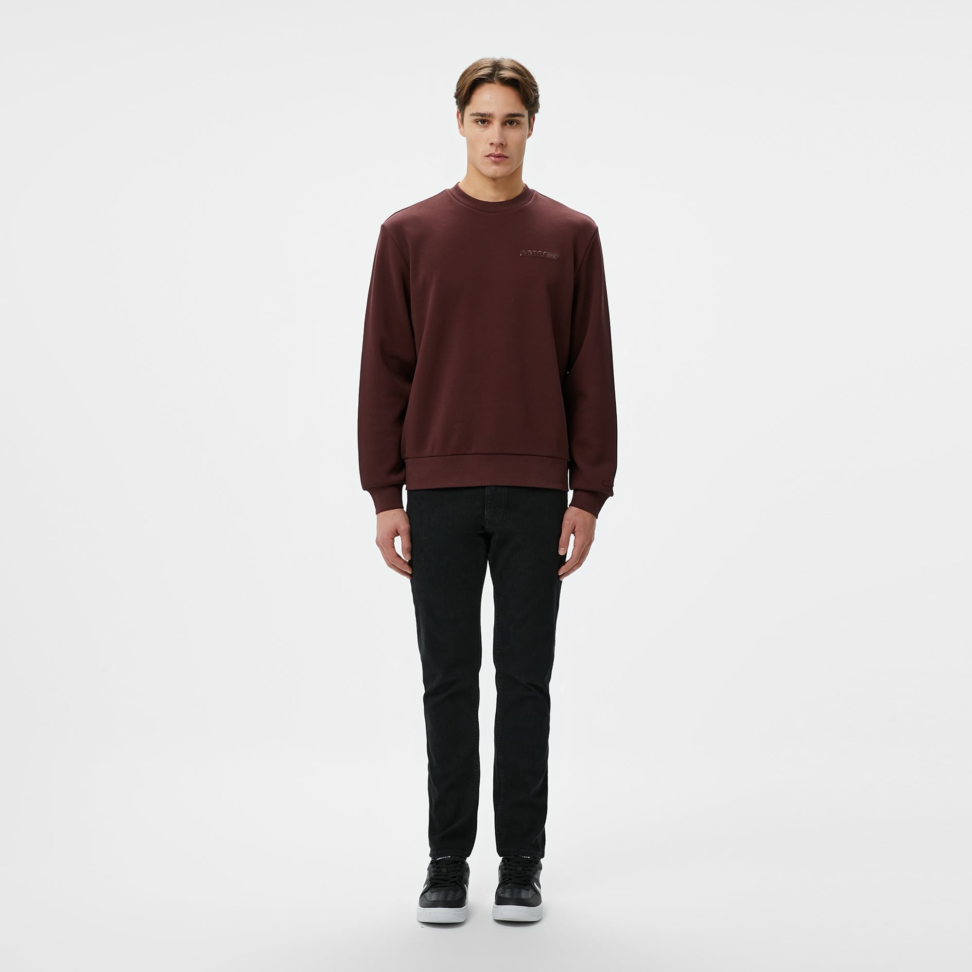 Erkek Classic Fit Bisiklet Yaka Bordo Sweatshirt