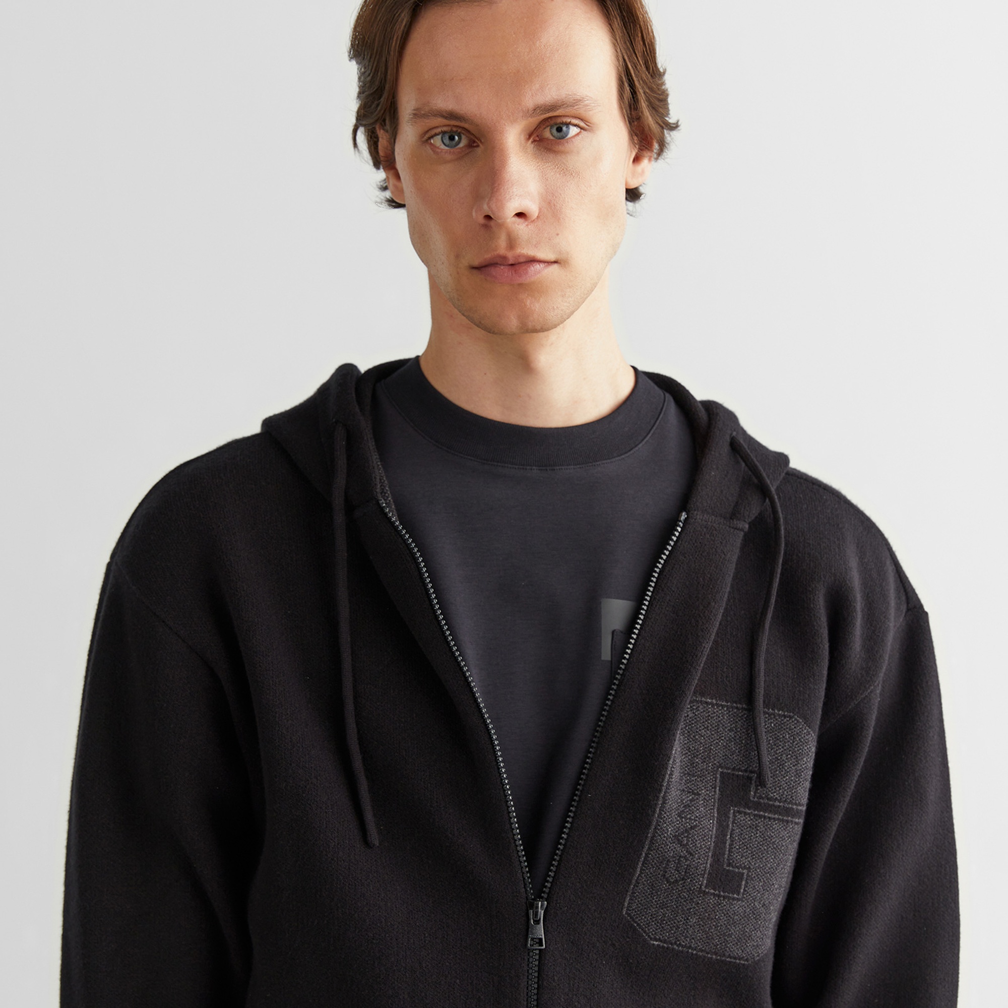 GANT Erkek Siyah Regular Fit Kapüşonlu Logolu Hırka